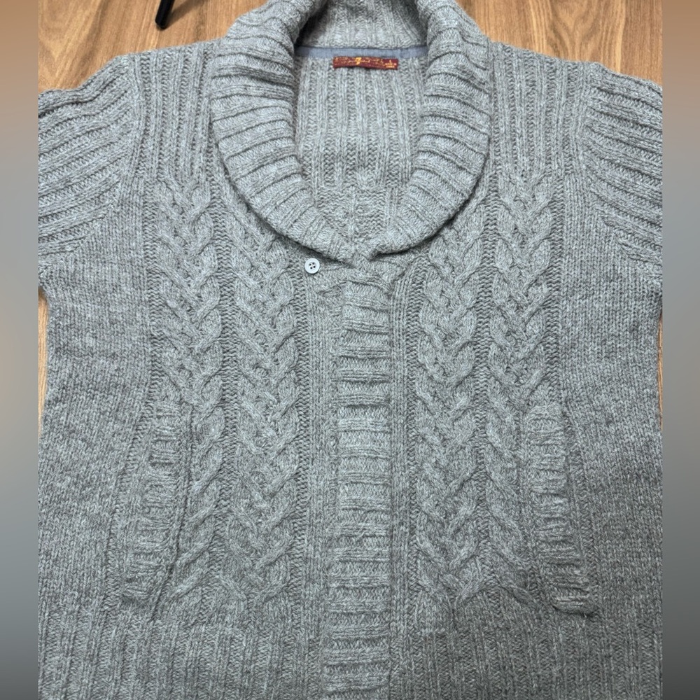 7 For All Mankind Cable Knit Wool Blend Zip-Up Men's Sweater